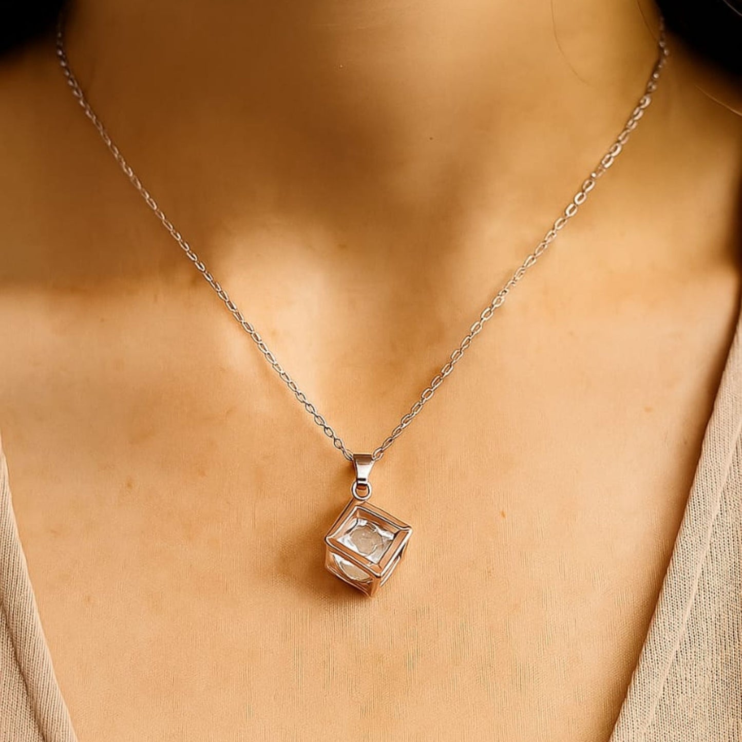 Charm Quartz Cube Necklace