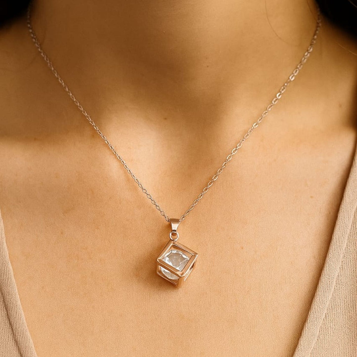 Charm Quartz Cube Necklace
