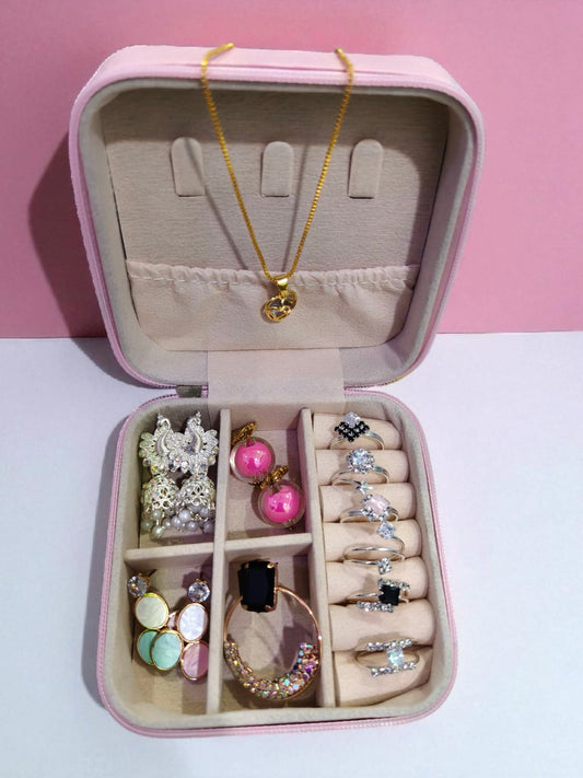 Elegant Jewelry Storage Box with Necklace & Ring Set